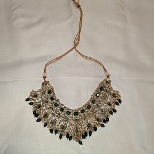 Elegant Gold and Green Necklace Indian Bridal Set. Never Used.